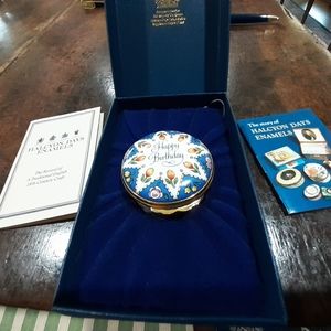 Halcyon Days Enamels England Happy Birthday Pill Trinket Box